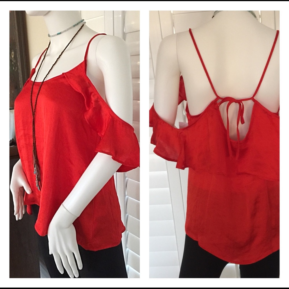 bp Red Camisole Flutter Top ❤️ Size M